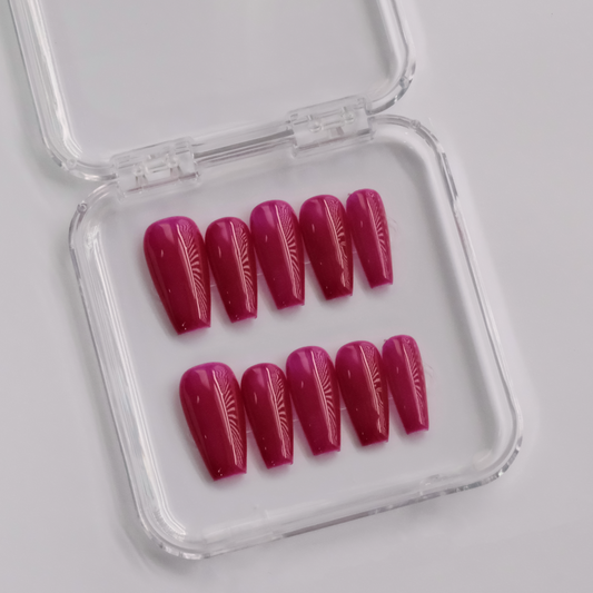 coffin-dark-pink-gel-nails-glossy-finish