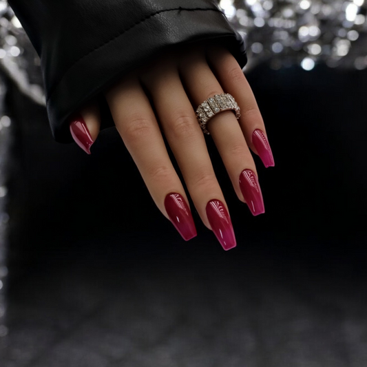 coffin-dark-pink-gel-nails-glossy-finish